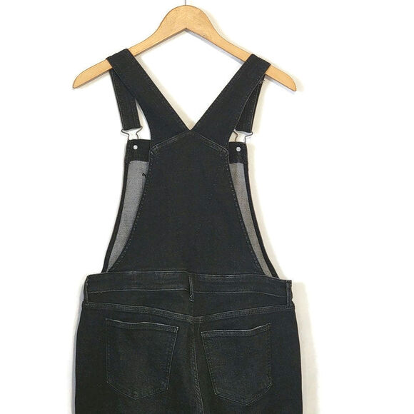 Abercrombie & Fitch Black Denim Overalls Straight Leg Crop Utility Style 90's S - Picture 12 of 16